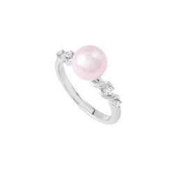 Bague en argent perle rose et design torsadé La Vie en Rose