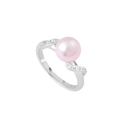 Bague en argent, perle rose et entrelacé d'oxydes La Vie en Rose