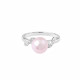 Soft Pink Pearl Silver Ring with its silver branches design by Elsa Lee Paris 