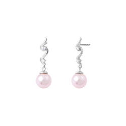 Boucles d'oreilles pendantes design vague accompagné de ses oxydes La Vie en Rose