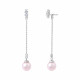 Earjacket Dangling earrings with its silver chain and pink pearl. Wear them as studs - Silver jewelry collection la vie en rose