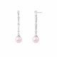 Boucles d'oreilles pendantes pierres taille trapèze et perles roses par Elsa Lee Paris 