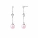 Boucles d'oreilles pendantes chaîne perles roses et design losange en argent - Elsa Lee Paris 