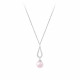 Collier en argent, perle rose et pendant design arc avec son pavage d'oxydes La Vie en Rose