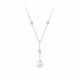 Collier cravate en argent et perle rose design losanges par Elsa Lee Paris