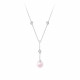 Tie necklace with pink pearl and diamond shaped design - silver jewellery from the La Vie en rose collection by Elsa Lee Paris