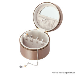 boite à bijou ronde miroir - boite à bijou voyage ronde rose poudré Elsa Lee 