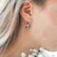 Boucles d'oreilles créoles perles grises - Petites créoles avec perle grise pendante en argent par Elsa Lee Paris 