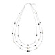 Elsa Lee Paris sterling silver long necklace with 9 clear Cubic Zirconia, 5 black Cubic Zirconia, 7 grey pearls and 8 white pear