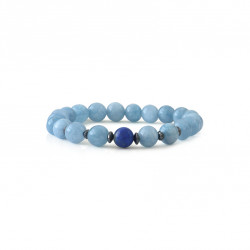 Bracelet Aigue marine et Lapis Lazuli par Elsa Lee. Bracelet Feng Shui et protecteur bleu