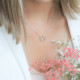 Elsa Lee Paris silver necklace from our Fantasy Garden collection, two branch shaped circles covered with pink Cubic Zirconia