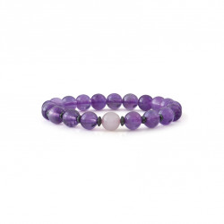 Amethyst Bracelet with its lone pink quartz in the center of our Talisman Bracelet - Elsa Lee Paris 