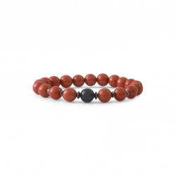 Red Jasper Bracelet with an obsidian central stone by Elsa Lee Paris