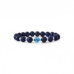 lapis lazuli bracelet and its central blue topaz. Design lithotherapy bracelets