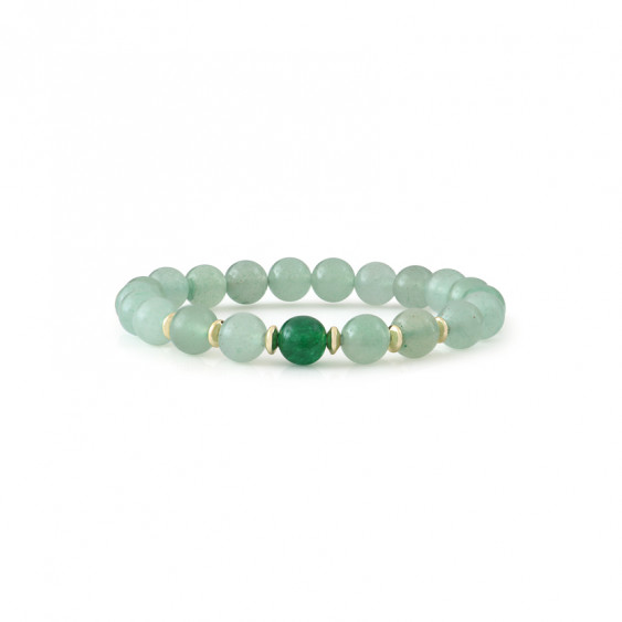 Bracelet Aventurine quartz vert et Jade. Bracelet chakra coeur et de protection vert