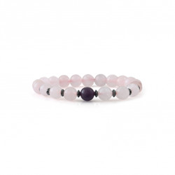 Bracelet Quartz Rose et Améthyste. Bracelet chapelet et pierres naturelles roses et violet