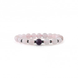 Rose Pink Quartz bracelet with a single amethyst pearl heart chakra bracelet - Talisman collection