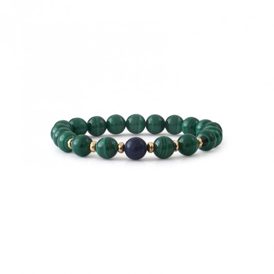 Bracelet Malachite et Lapis Lazuli. Bracelet Feng Shui et de protection vert et bleu