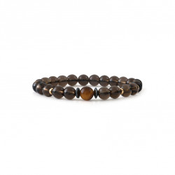 Smokey quartz bracelet and tiger eye - natural stones bracelet lithotherapy