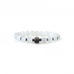 Bracelet Pierre de Lune et Obsidienne. Bracelet Feng Shui et protecteur blanc et noir