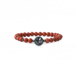 Red jasper and Hematite Tree of life bracelet by ELSA LEE PARIS. Design lithotherapy bracelet 