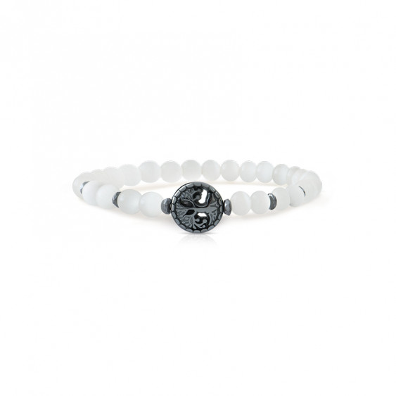 Moonstone bracelet with hematite tree of life pendant for protection sacred chakra bracelet 