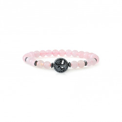 Bracelet Quartz Rose et médaillon arbre de vie. Bracelet Feng Shui et protecteur rose chakra coeur