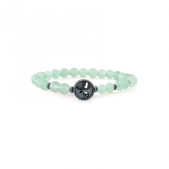 Bracelet Aventurine et charms arbre de vie. Bracelet Feng Shui et protecteur vert