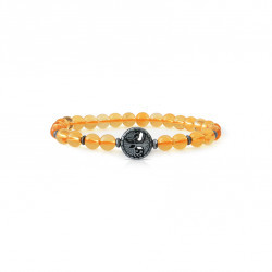 Yellow natural stone Citrine bracelet with its tree of life pendant in Hematite by Elsa Lee Paris 