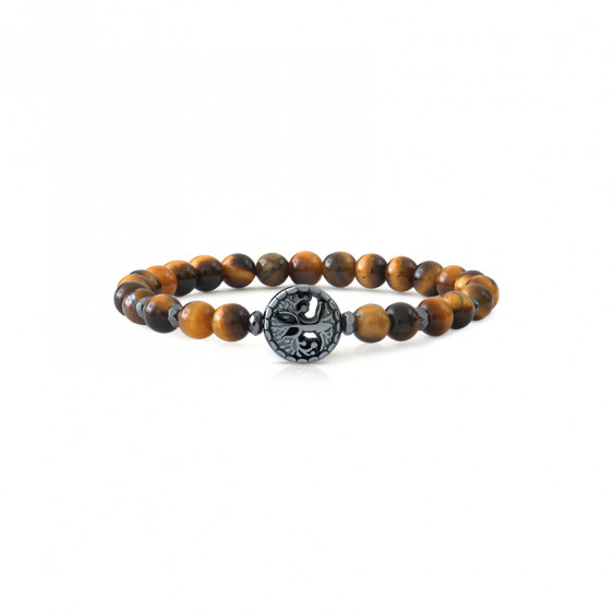 Tiger Eye bracelet with Tree of life hematite pendant by Elsa Lee Paris 