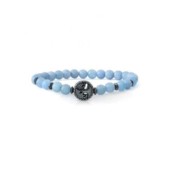 aquamarine bracelet with hematite tree of life by Elsa Lee Paris - protection aquamarine bracelet