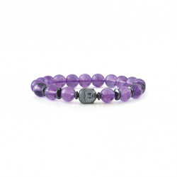 Bracelet Améthyste élastique et pendant bouddha par Elsa Lee Paris. Bracelet Feng Shui et protecteur violet