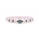 pink quartz rose bracelet buddha in hematite by Elsa Lee Paris. Protection love bracelet heart chakra