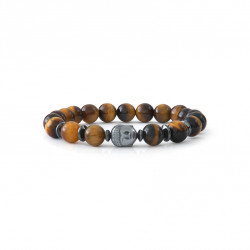 Elastique protection bracelet Tiger Eye vibrant and dark stone chakra plexus