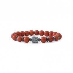 Red jasper bracelet elastic buddha hematite by Elsa Lee. Protection motivation fortitude bracelet
