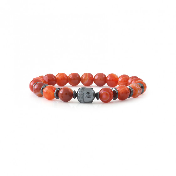 Bracelet Cornaline et Bouddha par ELSA LEE PARIS. Bracelet Chakra sacré et protecteur rouge