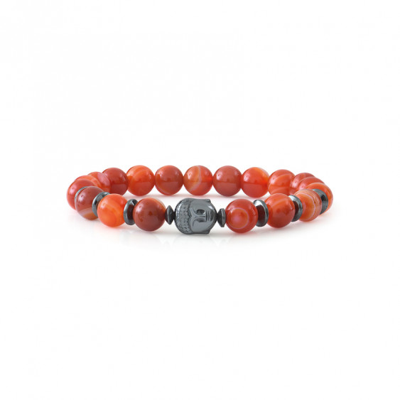 cornelian protective bracelet sacred chakra by Elsa Lee Paris - hematite buddha Feng shui bracelet