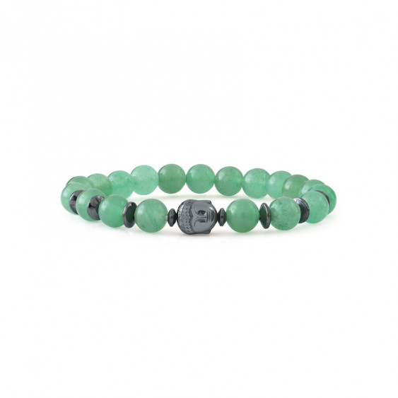 Bracelet Aventurine et Bouddha par Elsa Lee paris. Bracelet Chakra coeur et protecteur vert quartz aventurine