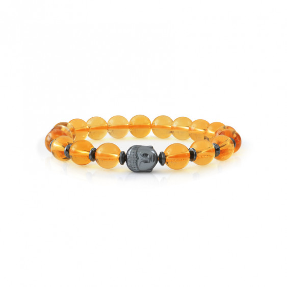 Bracelet Citrine naturel et Bouddha par ELSA LEE PARIS. Bracelet chakra nombril plexus solaire citrine protecteur