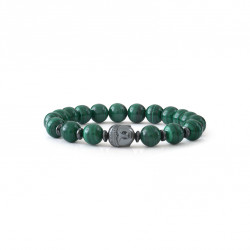 Bracelet Malachite et Bouddha par Elsa Lee Paris. Bracelet vert malachite Feng Shui et protecteur vert