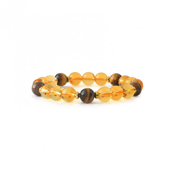 Bracelet Citrine et Oeil du Tigre par ELSA LEE PARIS. Bracelet Feng Shui et protecteur jaune