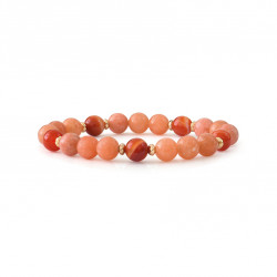 Bracelet Pierre de Soleil et Cornaline par ELSA LEE PARIS. Bracelet Chakra et de protection orange rouge