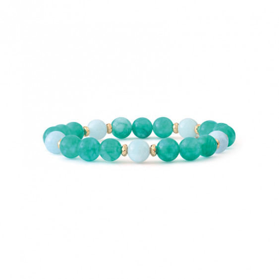 Bracelet Amazonite et Topaze Bleue par Elsa Lee Paris. Bracelet Feng Shui et de protection bleu