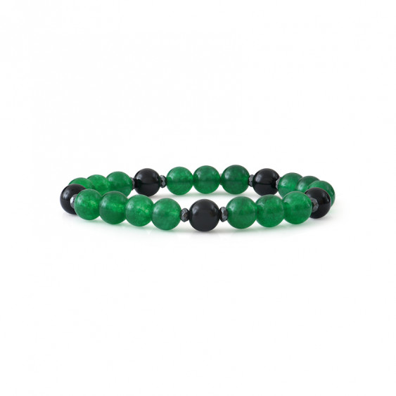 Bracelet Jade et Obsidienne par Elsa Lee paris. Bracelet Feng Shui et protecteur vert noir