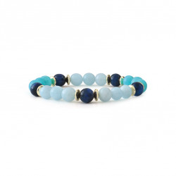 Bracelet Topaze Bleue, Amazonite et Lapis Lazuli par ELSA LEE PARIS. Bracelet Feng Shui et protecteur bleu