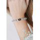 Bracelet Pierre de Lune et Obsidienne. Bracelet Feng Shui et protecteur blanc et noir