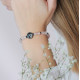Soft Pink quartz bracelet with hematite tree of life pendant feminine Feng shui bracelet 