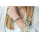 aquamarine bracelet with buddha hematite by Elsa Lee. Protection bracelet throat chakra 