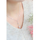 Collier cravate en argent et perle rose design losanges par Elsa Lee Paris