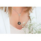 Rhodium silver glow necklace, enamel and cubics zirconia